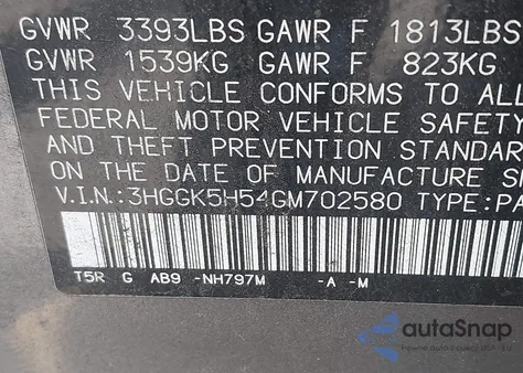 2016 Honda Fit Lx from USA, damaged, VIN 3HGGK5H54GM702580